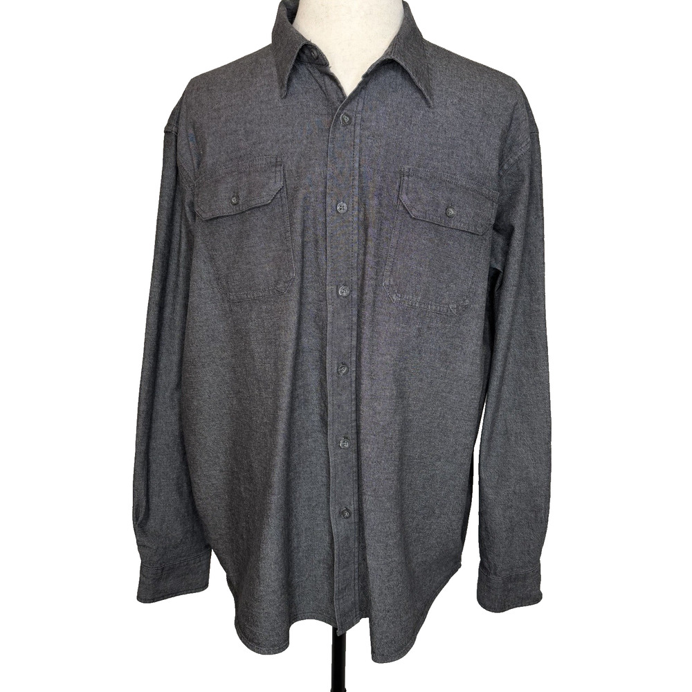 Wrangler Men’s Long Sleeve Button Up Shirt Size 3XL Heather Black Pockets